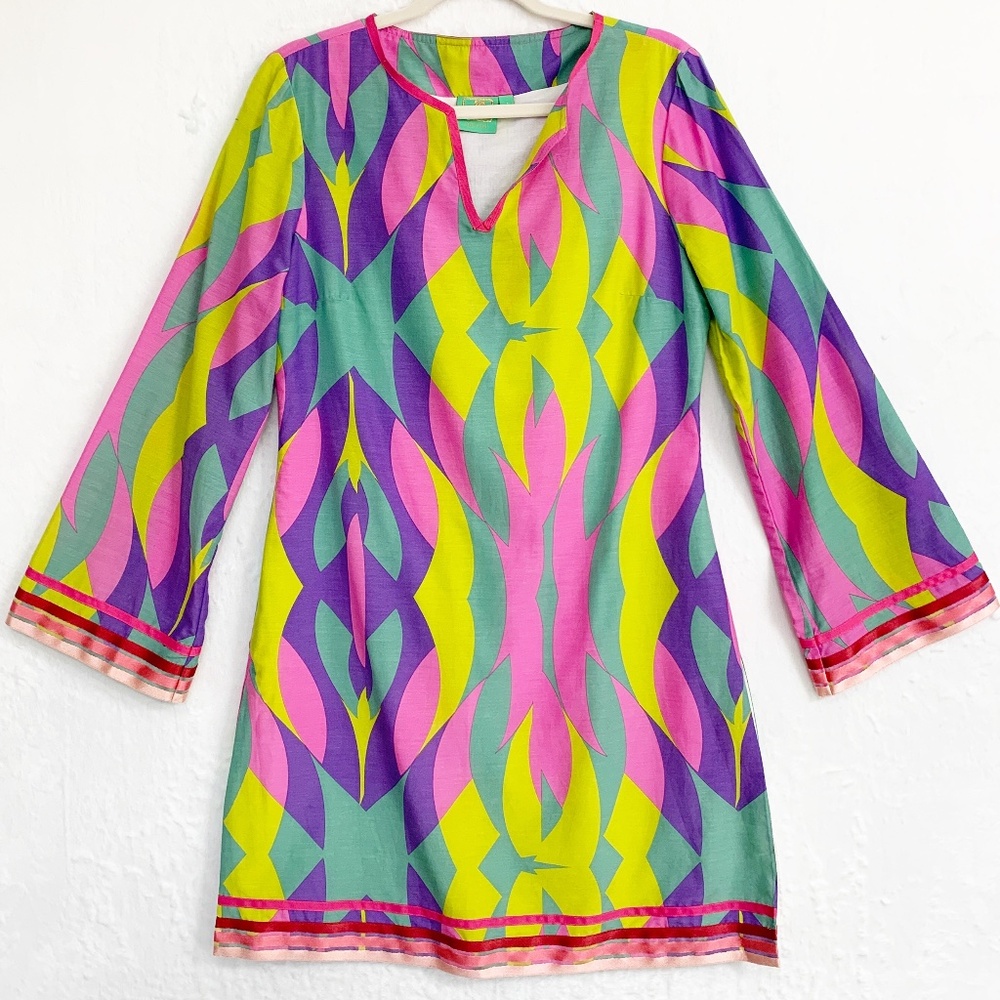 Jules Reid Retro Style Tunic Mini Dress in Dr. Suess World Collection Print Sz 4